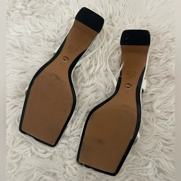Zara White Strappy Square-Toe Heels - Picture 2 of 2